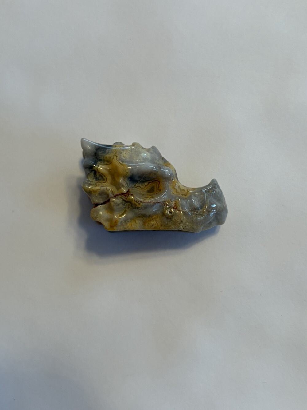 Small Crazy Lace Agate Carved Dragon Head Crystal
